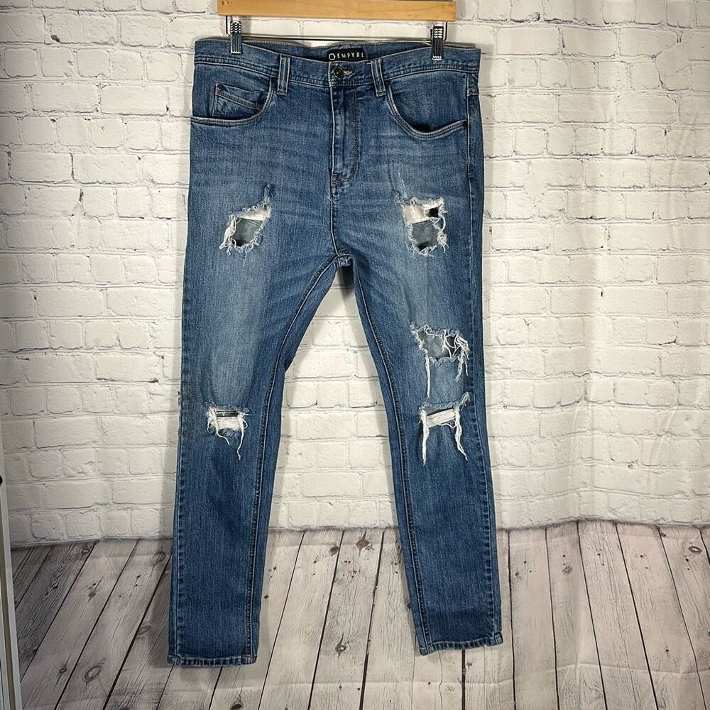 Empyre Jeans Mens 34 Verge Distressed Skinny Pants Skater Punk Emo